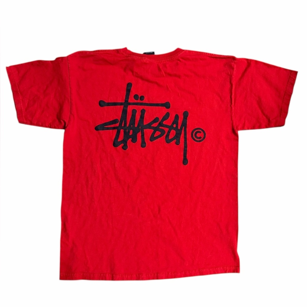 Stussy Shirt Stussy Logo Tee T Shirt Medium Red Mens Double Sided Streetwear